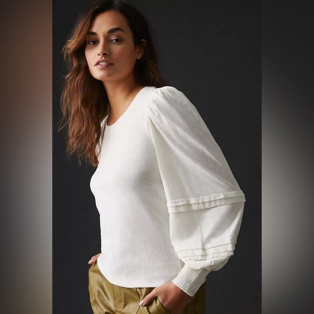 Nation LTD Off White Puff Sleeve tee